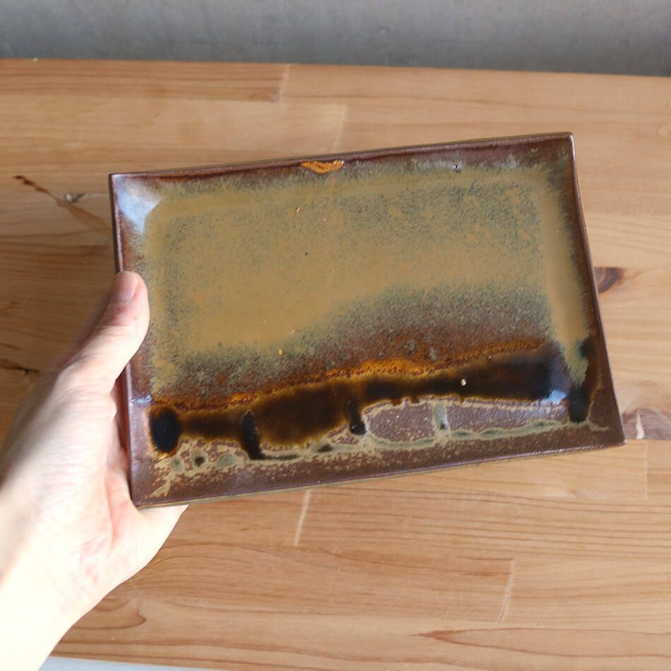 高取焼 高取焼き おにぎり皿 長皿 角皿 平皿 焼き魚用 刺し身皿 お菓子皿 デザート皿 ケーキ皿 ITAMON 筑前茶陶高取焼 高取八仙窯 陶器 食器 hassen-011