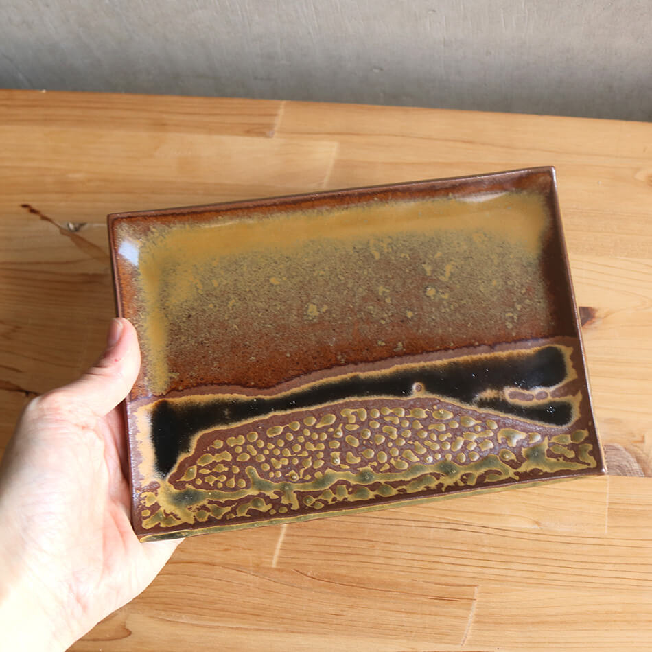 高取焼 高取焼き おにぎり皿 長皿 角皿 平皿 焼き魚用 刺し身皿 お菓子皿 デザート皿 ケーキ皿 ITAMON 筑前茶陶高取焼 高取八仙窯 陶器 食器 hassen-011
