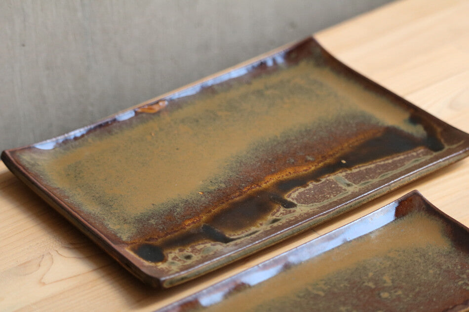 高取焼 高取焼き おにぎり皿 長皿 角皿 平皿 焼き魚用 刺し身皿 お菓子皿 デザート皿 ケーキ皿 ITAMON 筑前茶陶高取焼 高取八仙窯 陶器 食器 hassen-011