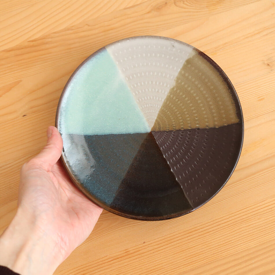 小石原焼 小石原焼き 3色 6寸皿 中皿 飛び鉋 18.0cm 森喜窯 森山健治 陶器 器 食器