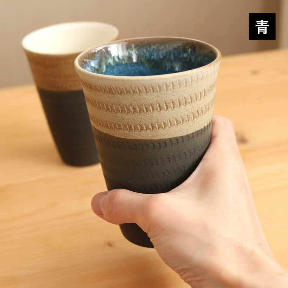 小石原焼 小石原焼き フリーカップ ビアカップ 焼酎カップ 飛び鉋 森喜窯 森山健治 陶器 器 食器 moriki-010