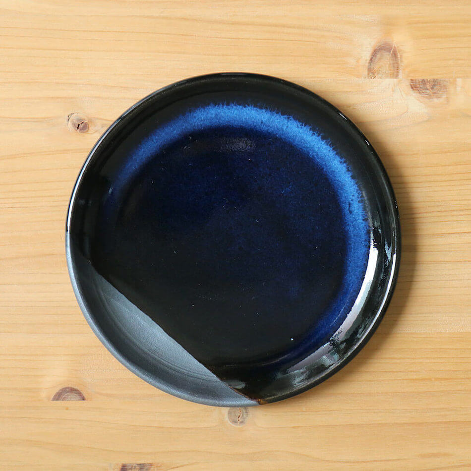 小石原焼 小石原焼き 藍釉 鉄釉掛分 5寸皿 丸皿 小皿 14.5cm 選べるカラー2色 秀山窯 陶器 器 NHK イッピンで紹介