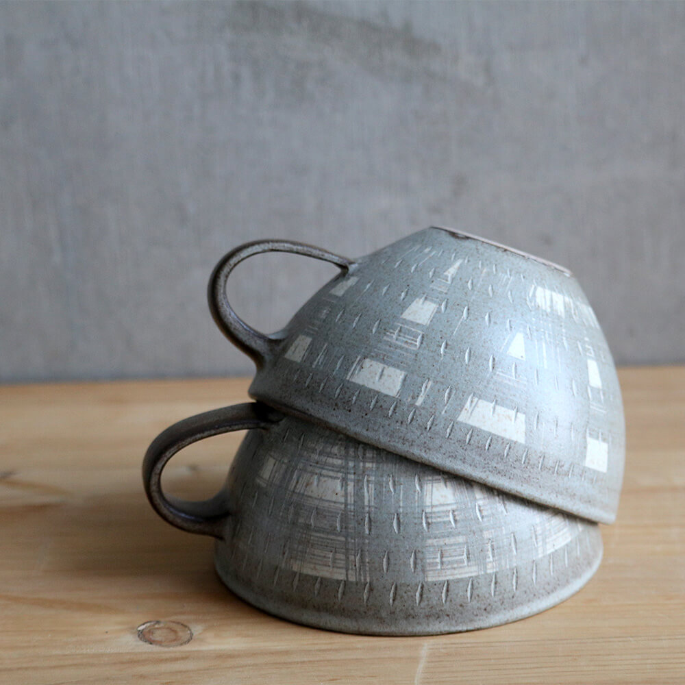 小石原焼 小石原焼き スープカップ マグカップ コーヒーカップ 鶴見窯 陶器 器 和食器 かわいい 可愛い おしゃれ マットグレー tsurumi-025
