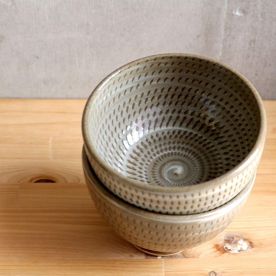 小石原焼 小石原焼き 茶碗 どんぶり 小丼 飛び鉋 藁刷毛文様やままる窯 梶原匠太朗 陶器 器 食器 yamamaru-007