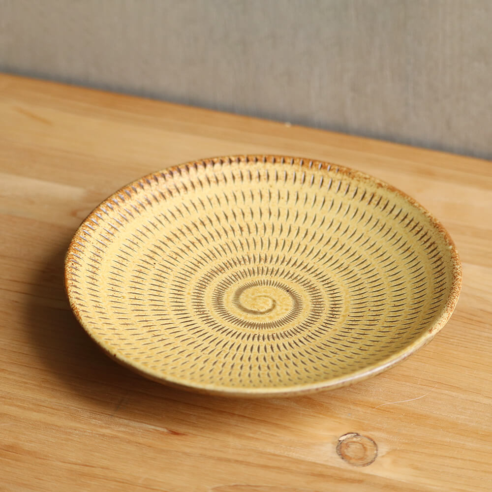 小石原焼 小石原焼き 飛び鉋5寸皿 五寸皿 どうけ釉 取り皿 小皿 デザート皿 ケーキ皿 柳瀬本窯元 陶器 器 食器 yanase-012