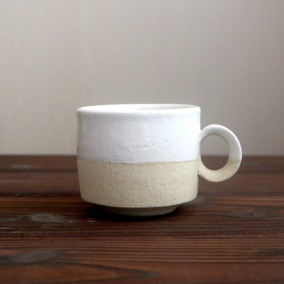 梶原慶治 マグカップ 掛分 白 ホワイト コーヒーカップ ティーカップ 陶芸作品 個人陶芸家 陶器 器 食器 yo10008