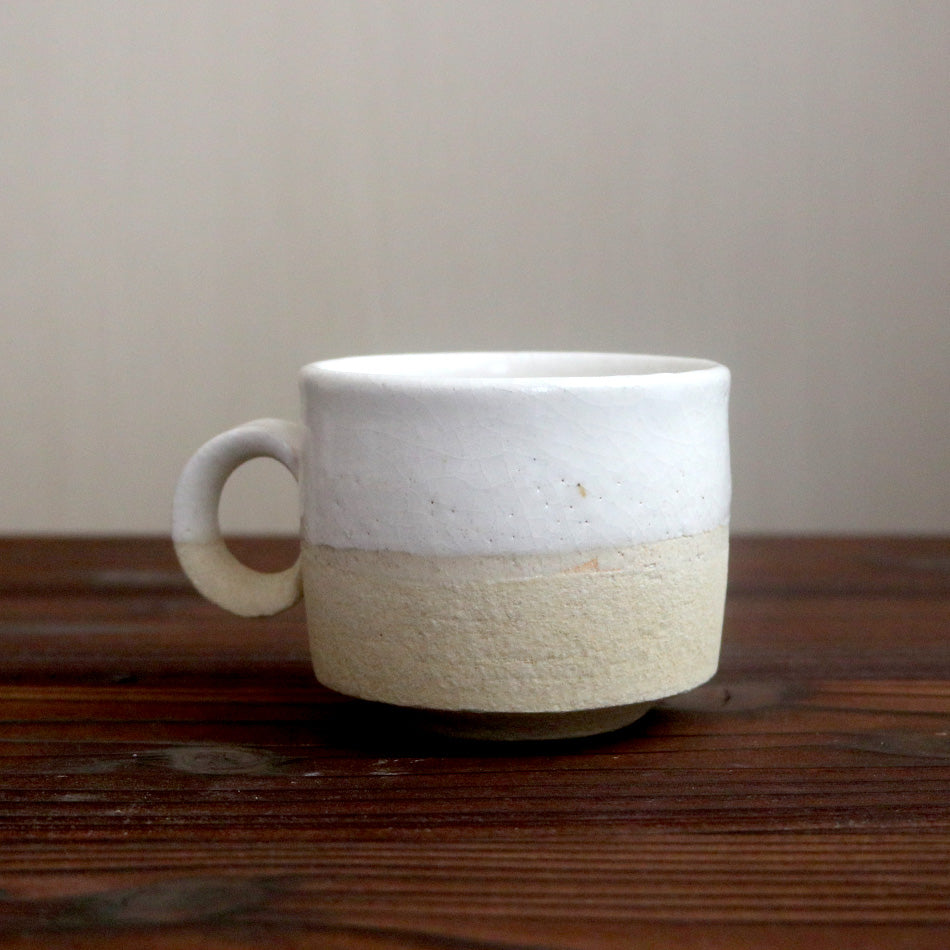 梶原慶治 マグカップ 掛分 白 ホワイト コーヒーカップ ティーカップ 陶芸作品 個人陶芸家 陶器 器 食器 yo10008