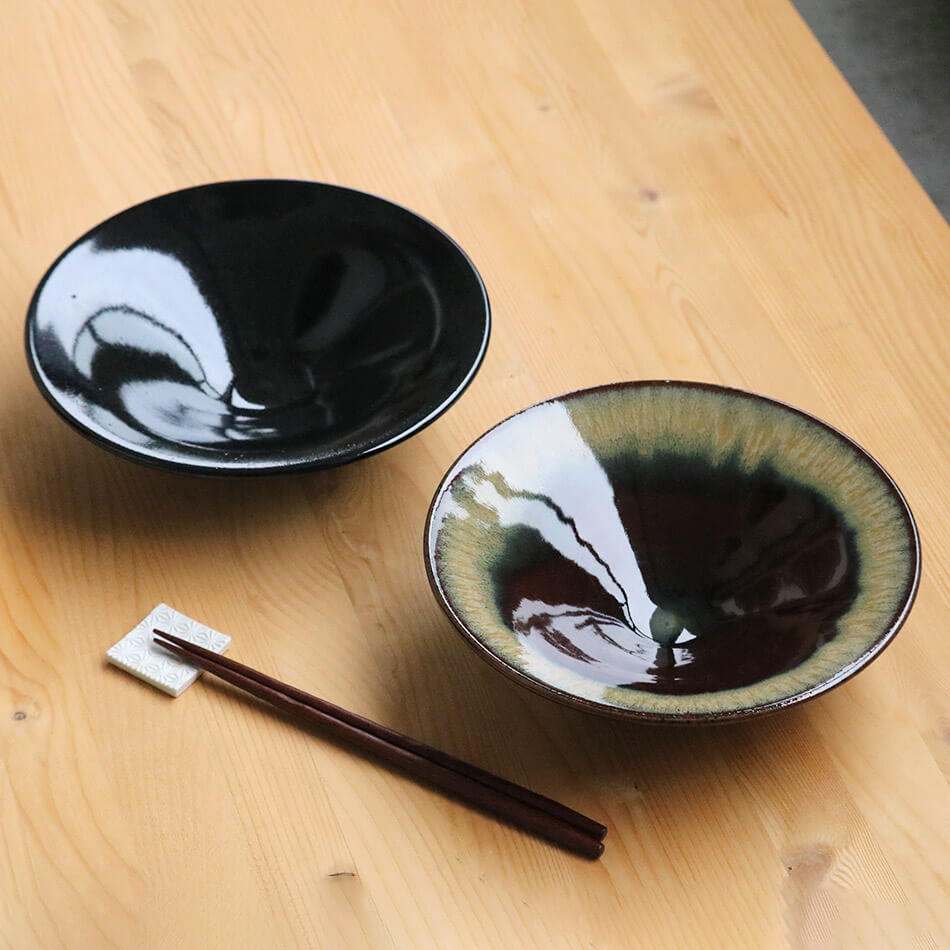 小石原焼 小石原焼き 釉彩鉢 パスタ皿 麺鉢 マルダイ窯 陶器 皿 伝統工芸 民芸 うつわ