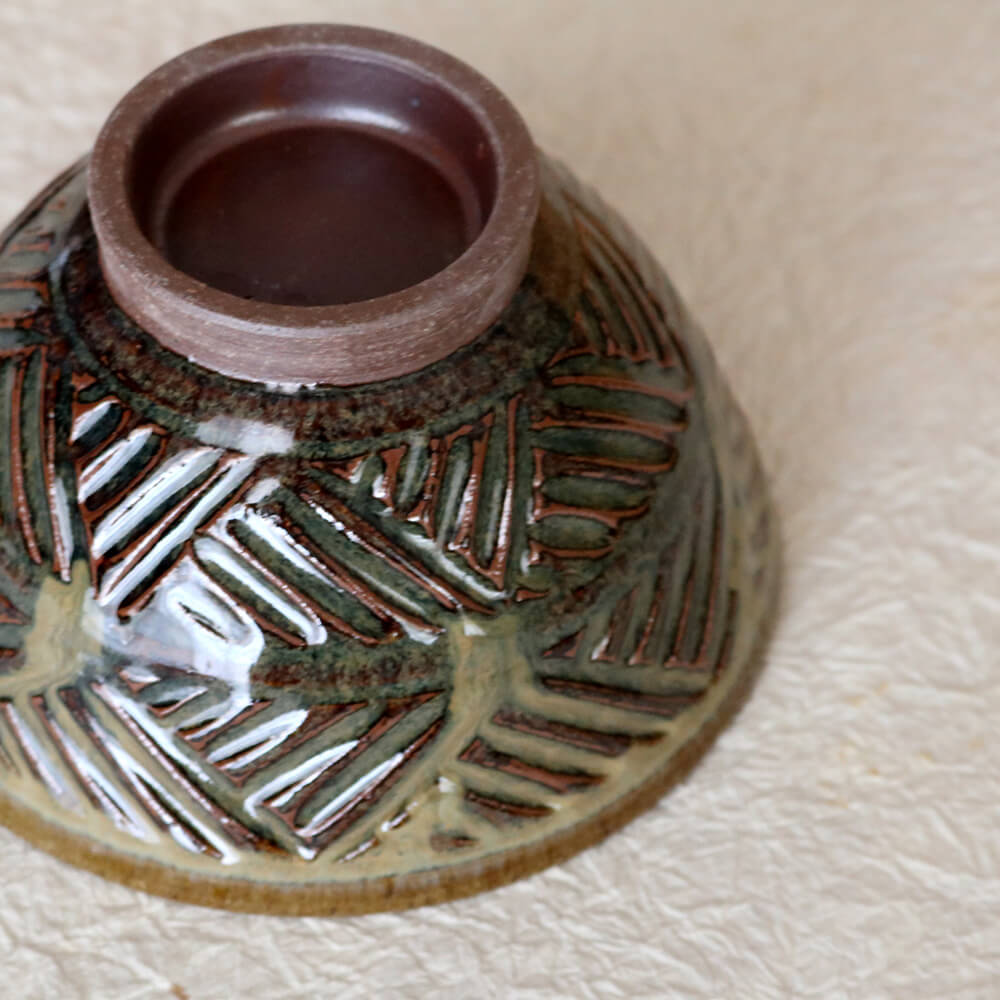 茶碗 小代焼 めし椀 檜垣文様飯碗 小代本谷ちひろ窯 ご飯茶碗 飯椀 陶器 食器 作家 おしゃれ 器 chihiro002