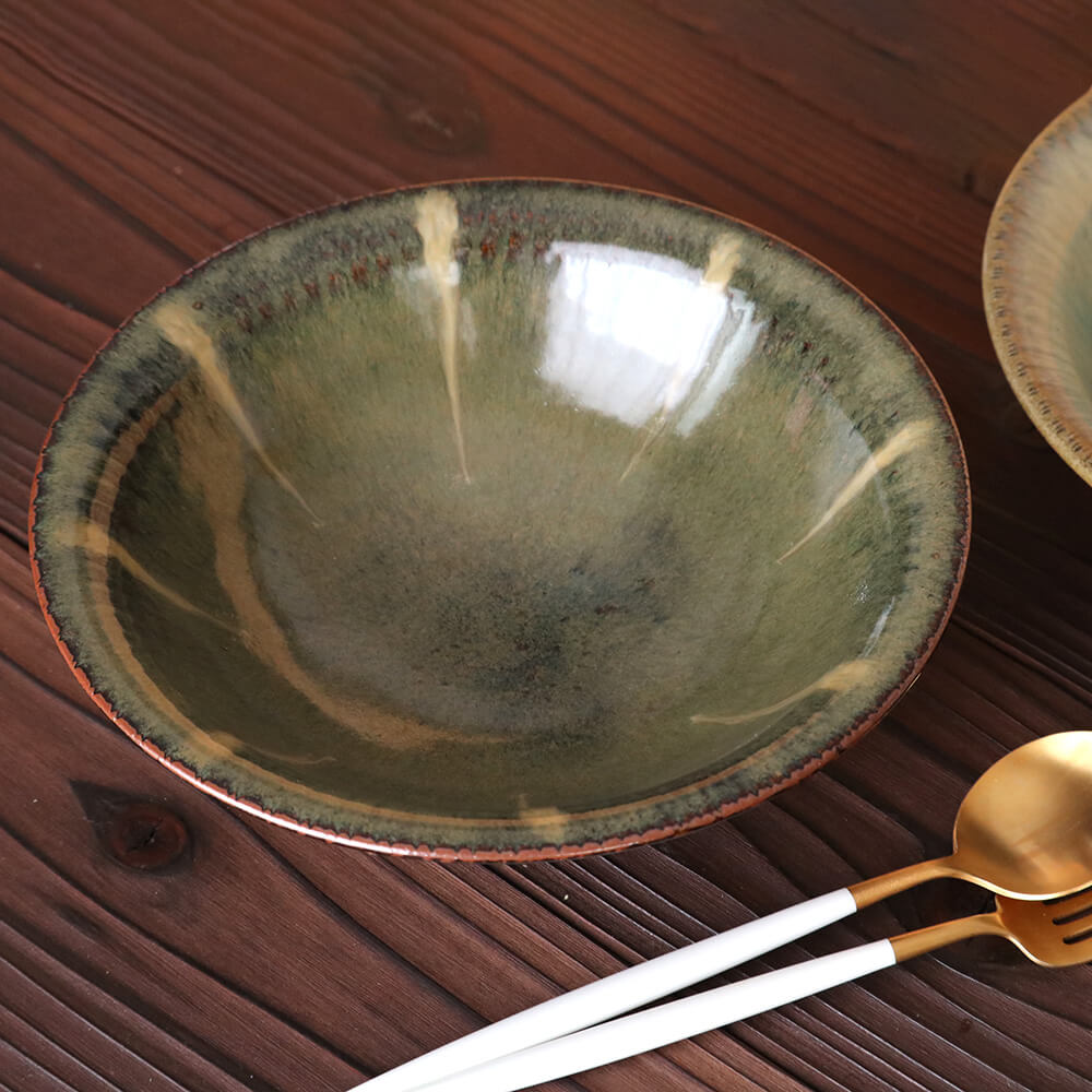 七寸鉢 7寸鉢 小代焼 小代本谷ちひろ窯 中皿 2種類から選べる パスタ皿 ワンプレート カレー皿 陶器 食器 作家 おしゃれ 器 chihiro011