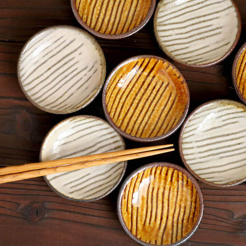 豆皿 小代焼 櫛目の豆皿 ふもと窯 井上尚之 1個ずつの販売 小皿 陶器 食器 作家 おしゃれ 和食器 fumoto-003