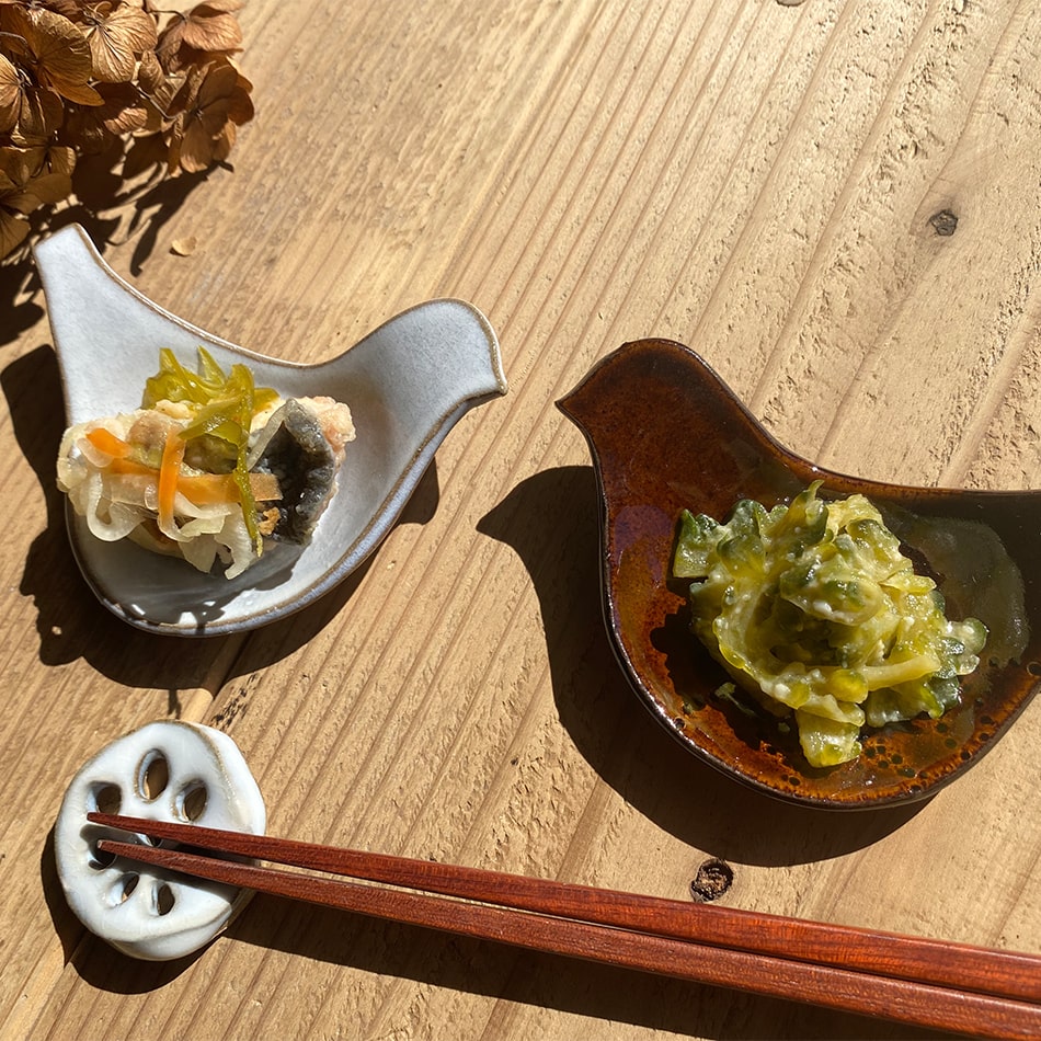 小石原焼 小石原焼き まめ皿 圭秀窯 陶器 玉ねぎ 蓮根 リーフ とり 富士山