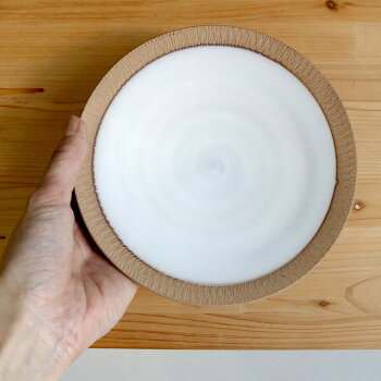 小石原焼 小石原焼き 中皿 16cm 取り皿 飴釉 白釉 デザート皿 素焼き 飛び鉋リム 圭秀窯