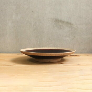 小石原焼 小石原焼き 中皿 16cm 取り皿 飴釉 白釉 デザート皿 素焼き 飛び鉋リム 圭秀窯