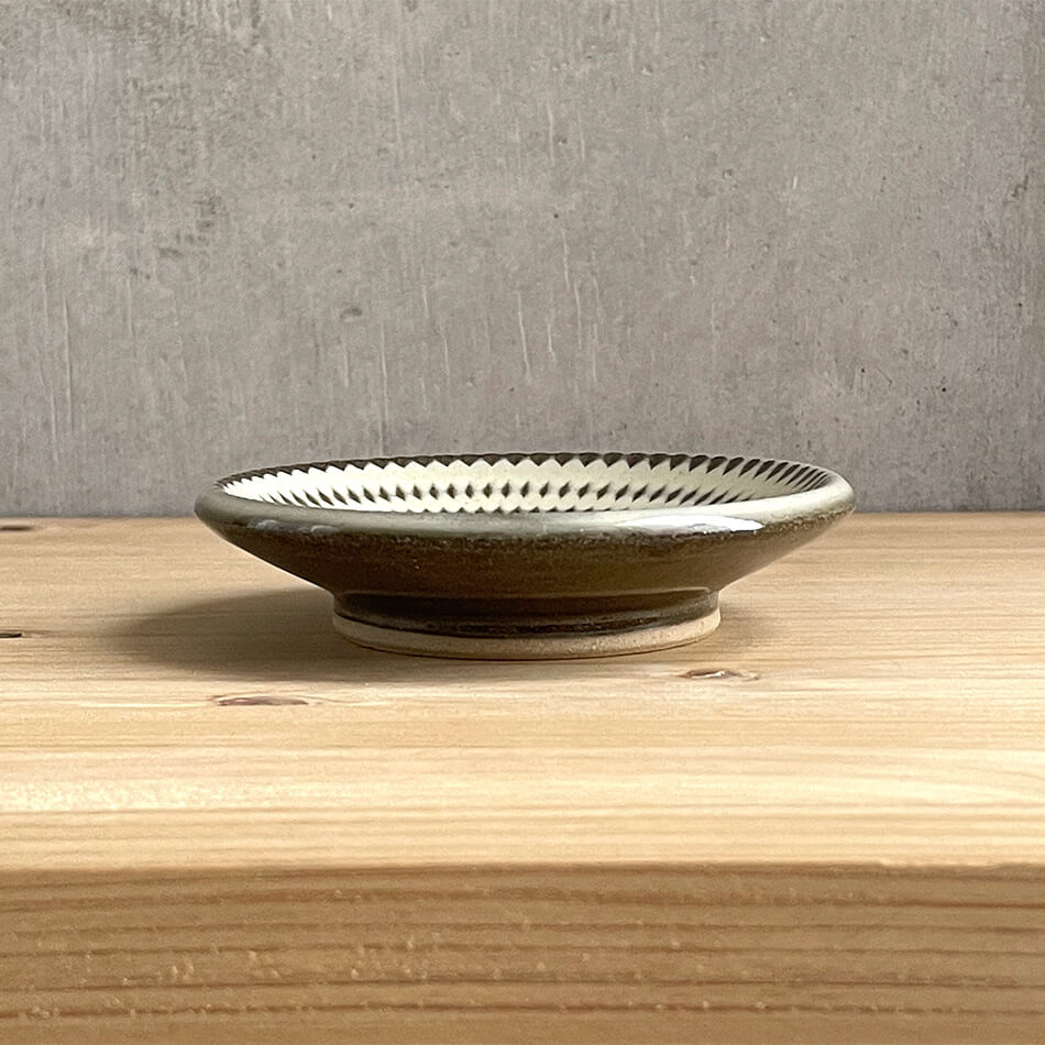 小石原焼 小石原焼き 飛鉋豆皿 豆皿 1個 茶色 ブラウン 10cm マルダイ窯 陶器 皿 おしゃれ