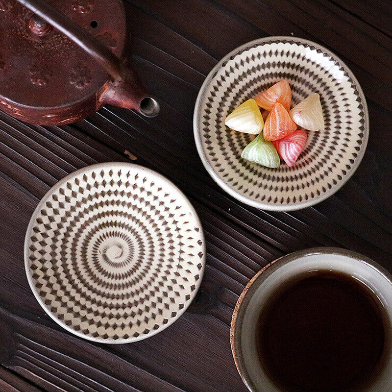 小石原焼 小石原焼き 飛鉋豆皿 豆皿 1個 茶色 ブラウン 10cm マルダイ窯 陶器 皿 おしゃれ