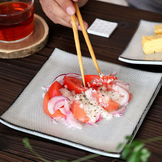 小石原焼 小石原焼き 櫛目角皿 大 藁白 中皿 18.5cm マルダイ窯 陶器 皿 和食器