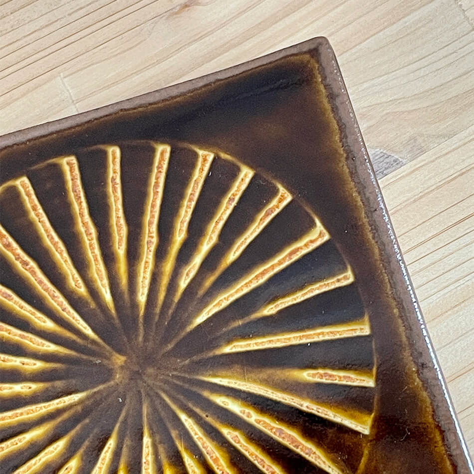 小石原焼 小石原焼き 刷毛目プレート 小 角皿 ブラウン 11.0cm マルダイ窯 陶器 皿 和食器