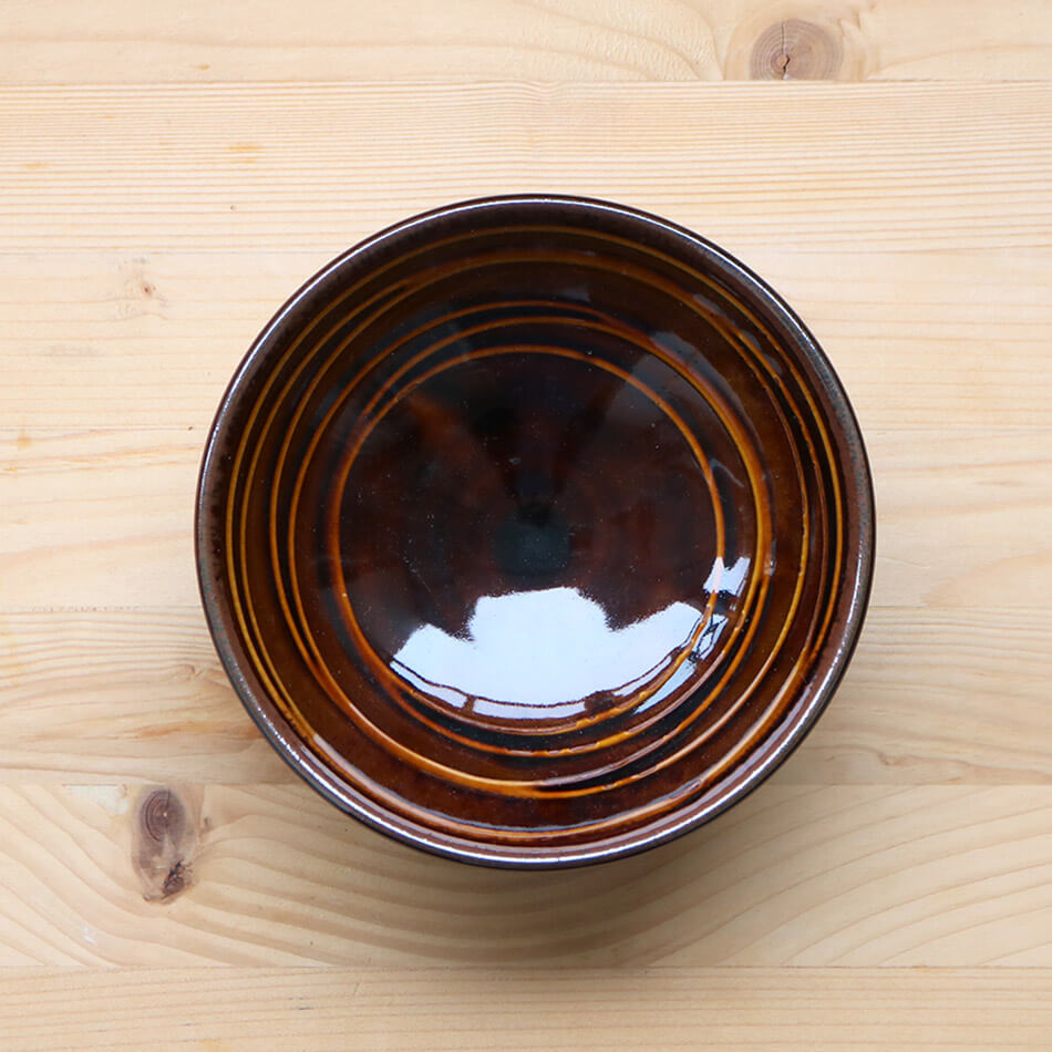 小石原焼 小石原焼き いっちん平茶碗 飯碗 ふらし 飴釉 マルダイ窯 陶器 ご飯茶碗 おしゃれ 民芸 伝統工芸