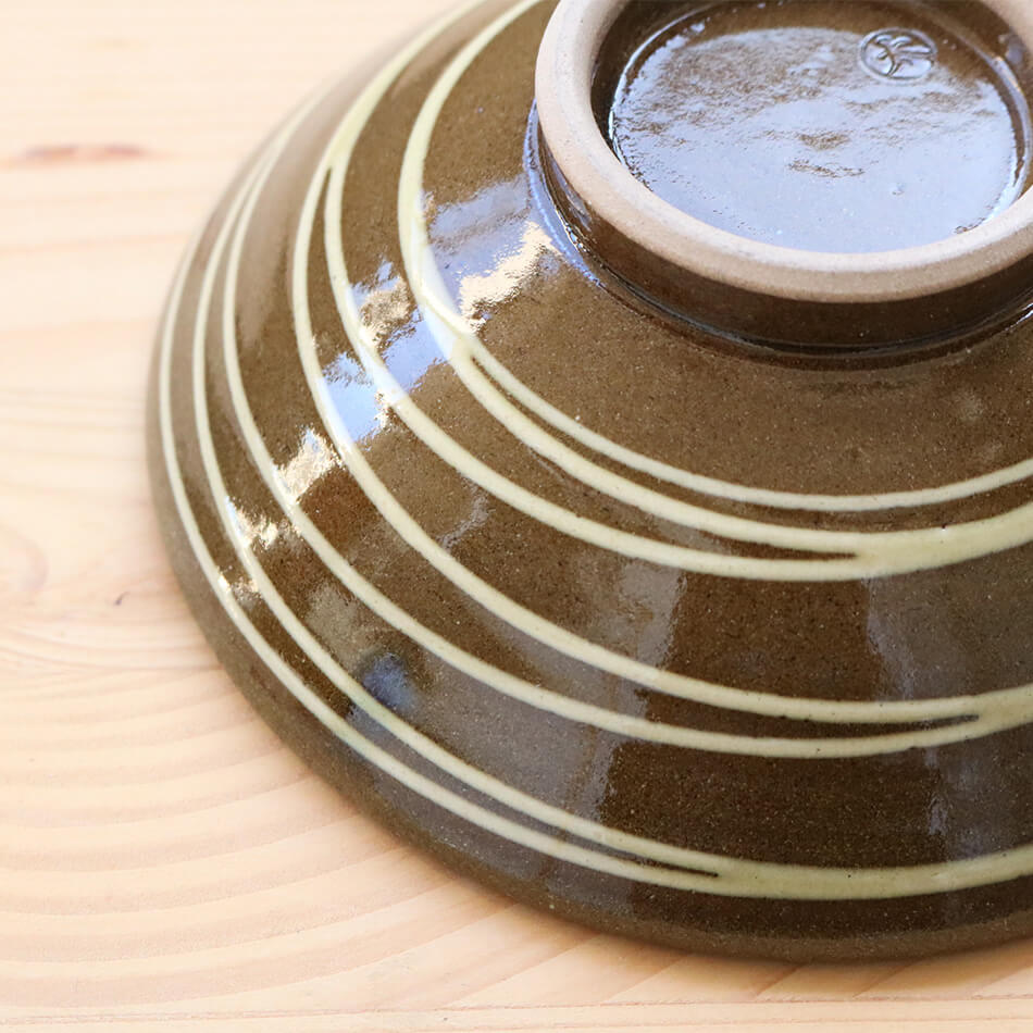 小石原焼 小石原焼き いっちん平茶碗 飯碗 ふらし 飴釉 マルダイ窯 陶器 ご飯茶碗 おしゃれ 民芸 伝統工芸
