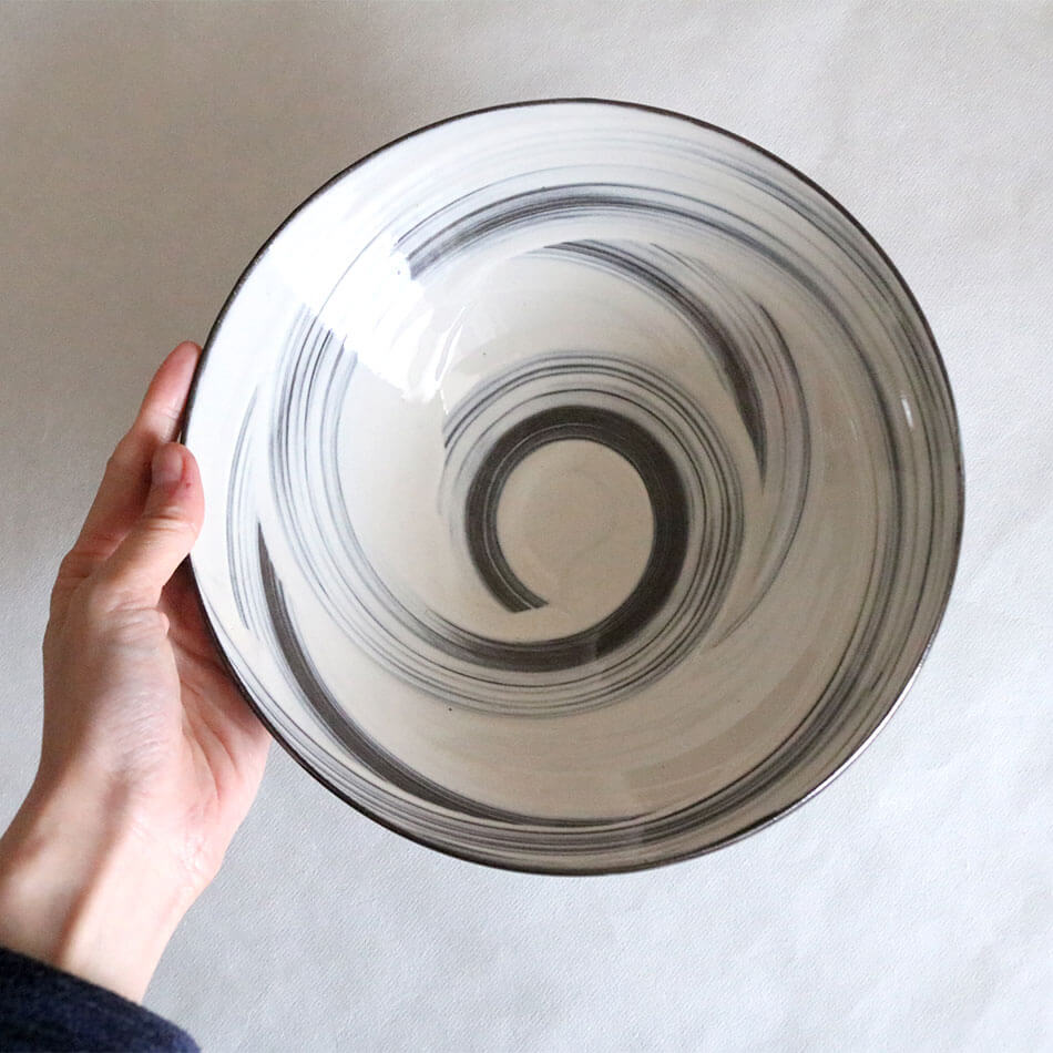 小石原焼 小石原焼き 藁刷毛文平鉢 深皿 中皿 22cm パスタ皿 カレー皿 まるた窯 太田 剛速 陶器 食器 器