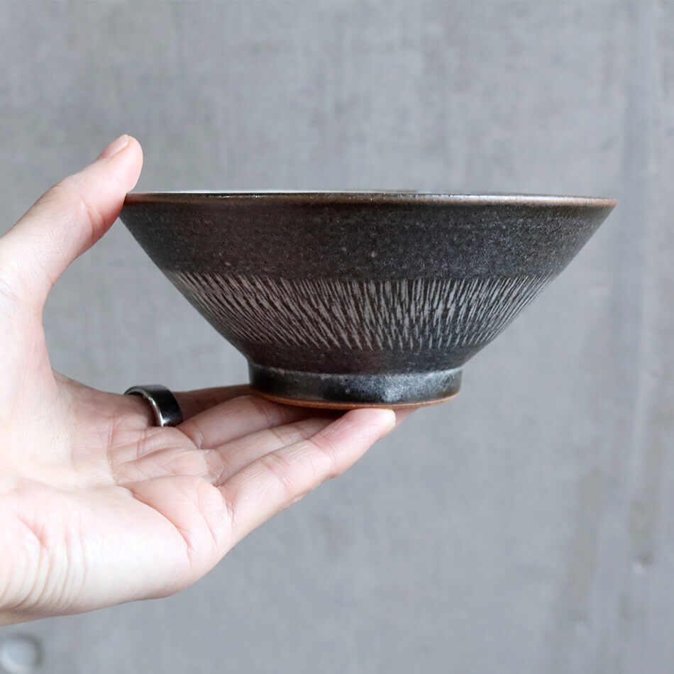 小石原焼 小石原焼き 飯碗 飛び鉋 お茶碗 森山寛二郎 實山窯 陶器 食器 器