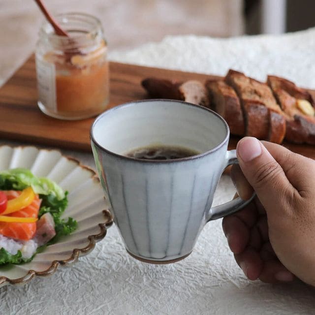 高取焼 高取焼き しのぎマグカップ コーヒーカップ ティーカップ 湯呑 ろくろ庵 陶器 食器 器