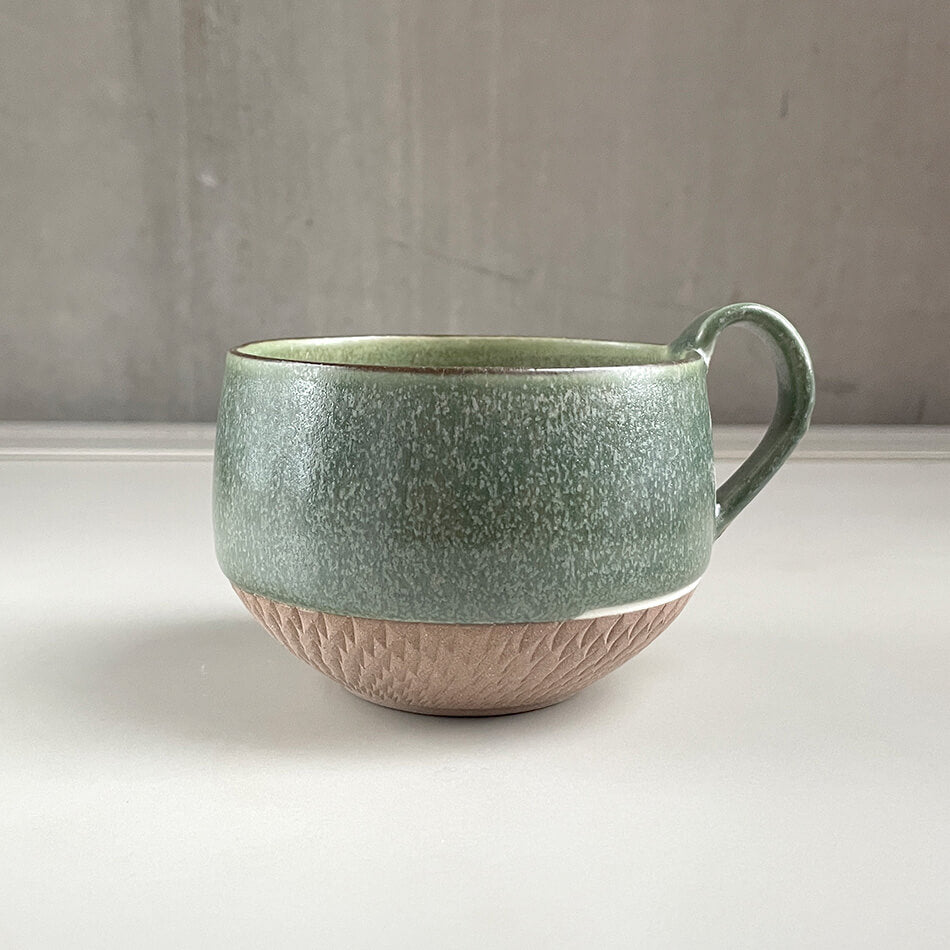 高取焼 高取焼き 飛び鉋マグカップ コーヒーカップ ティーカップ 選べるカラー3色 トルコブルー 濃紅 山葵色 とびかんな ろくろ庵 陶器 食器 器