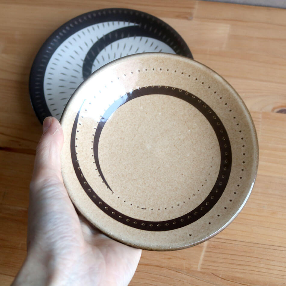 小石原焼 小石原焼き 取り皿 14cm 細うず ドットとびカンナ 鶴見