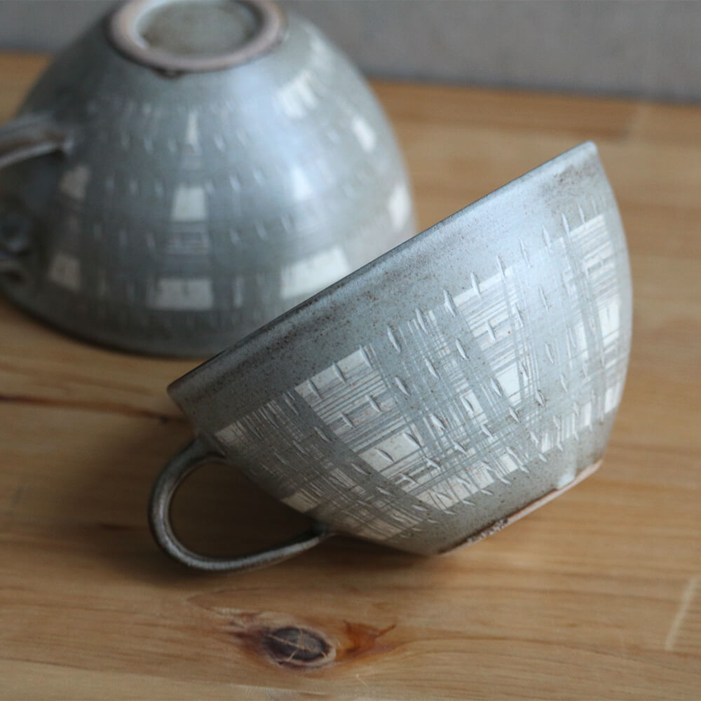 小石原焼 小石原焼き スープカップ マグカップ コーヒーカップ 鶴見窯 陶器 器 和食器 かわいい 可愛い おしゃれ マットグレー tsurumi-025