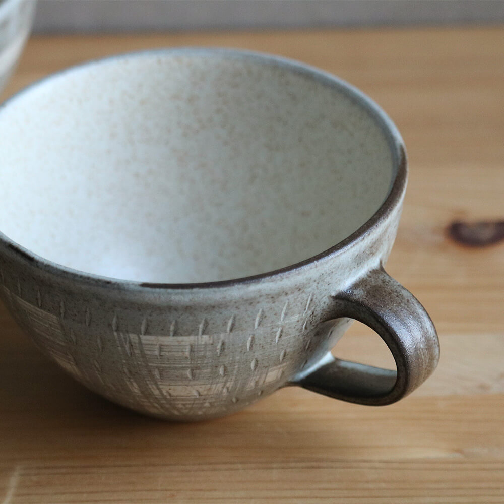 小石原焼 小石原焼き スープカップ マグカップ コーヒーカップ 鶴見窯 陶器 器 和食器 かわいい 可愛い おしゃれ マットグレー tsurumi-025