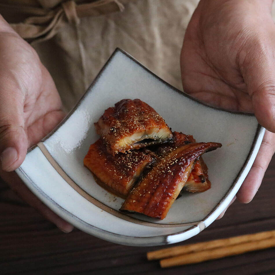 小石原焼 小石原焼き 四方上げ皿 藁白 黒 鉢 マルダイ窯 陶器 皿