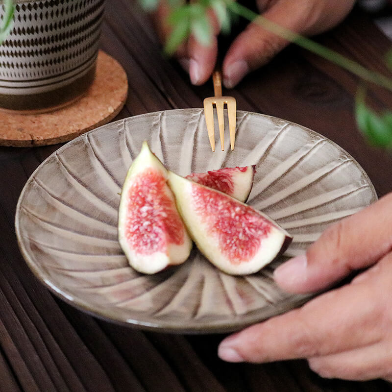 小石原焼 小石原焼き 5寸皿 刷毛目 茶色 ブラウン 15cm マルダイ窯 陶器 皿  おしゃれ