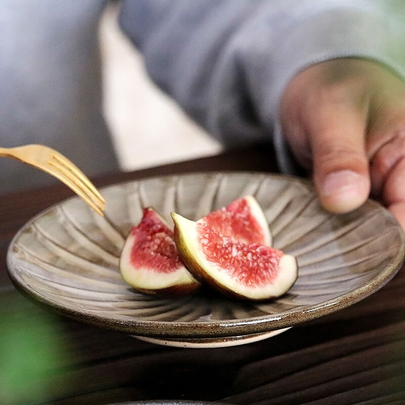 小石原焼 小石原焼き 5寸皿 刷毛目 茶色 ブラウン 15cm マルダイ窯 陶器 皿  おしゃれ