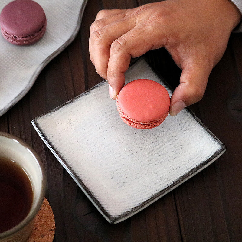 小石原焼 小石原焼き 櫛目角皿 小 藁白 小皿 12.5cm マルダイ窯 陶器 皿 和食器