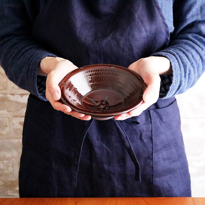 小石原焼 小石原焼き スリップウェア 飴釉 深皿 中皿 取り皿 まるた窯 太田 剛速 陶器 食器 器