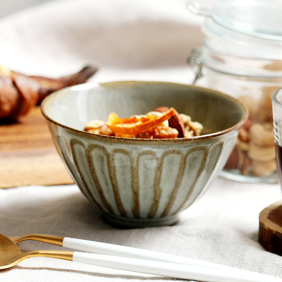 小石原焼 小石原焼き 白釉鎬碗 お椀 ボウル 味噌汁茶碗 飯碗 ご飯茶碗 フリーボウル まるた窯 太田 剛速 陶器 食器 器