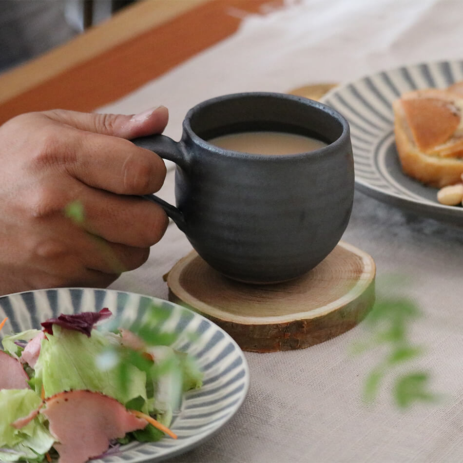 小石原焼 小石原焼き マグカップ カップ 黒 鬼丸豊喜窯 陶器